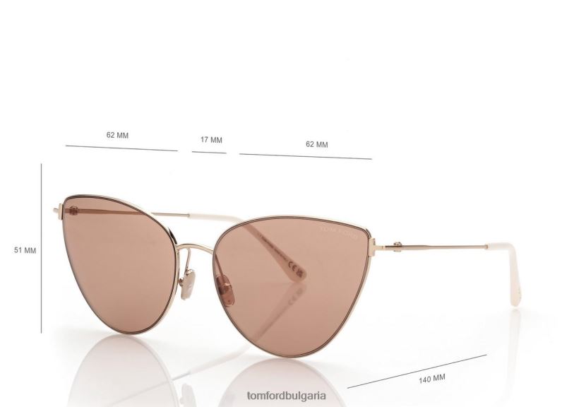Жени очила слънчеви очила anais златисто/кафява огледална леща TOM FORD B880D2169