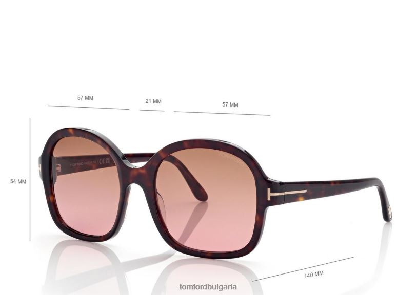 Жени очила слънчеви очила hanley тъмна Хавана TOM FORD B880D2164
