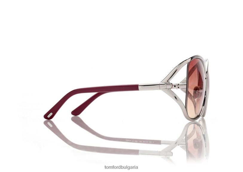 Жени очила слънчеви очила marta лъскав паладий/градиент бордо TOM FORD B880D2113