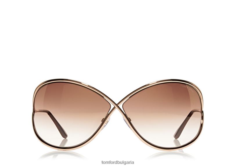 Жени очила огромни меки квадратни слънчеви очила miranda розово злато и кафяво TOM FORD B880D2073