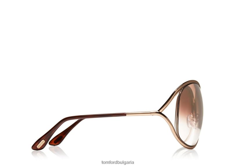 Жени очила огромни меки квадратни слънчеви очила miranda розово злато и кафяво TOM FORD B880D2073