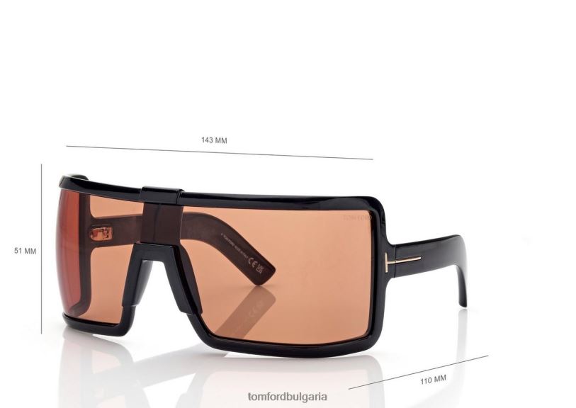 Жени очила слънчеви очила parker лъскаво черно/кафяво TOM FORD B880D2110