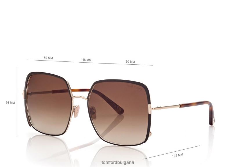 Жени очила слънчеви очила raphaela тъмно кафяво TOM FORD B880D2121