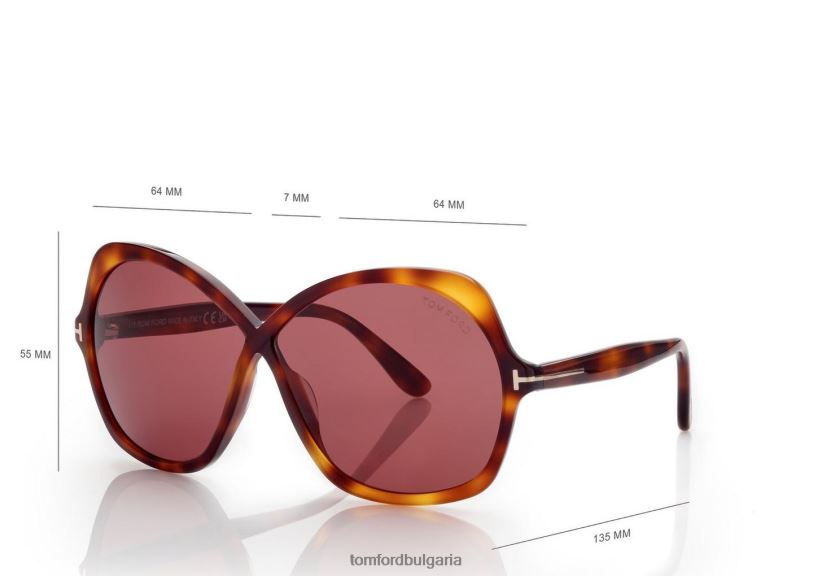 Жени очила слънчеви очила rosemin руса хавана TOM FORD B880D2144