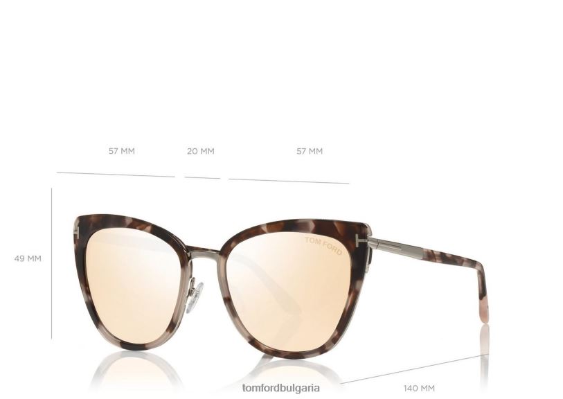 Жени очила слънчеви очила simona тъмно сребриста хавана TOM FORD B880D2153
