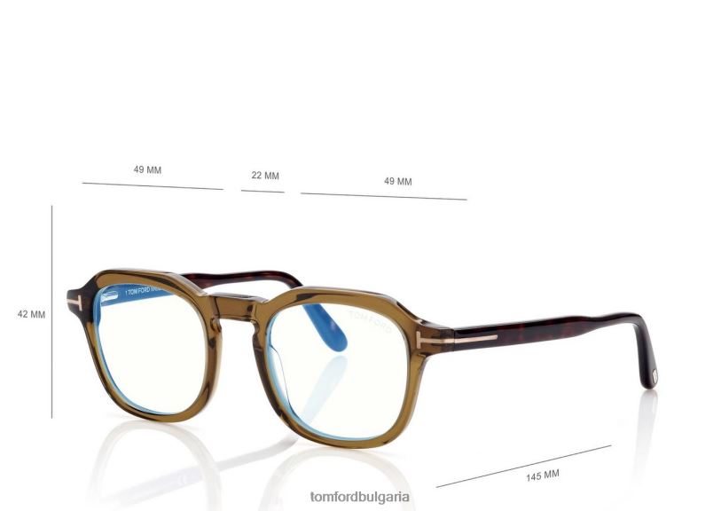 мъже очила синя блокова кръгла оптика тъмнозелено TOM FORD B880D1924