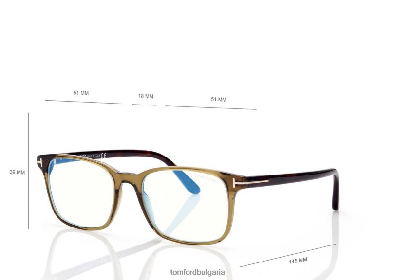 мъже очила син блок квадратна оптика лъскаво зелено TOM FORD B880D1952