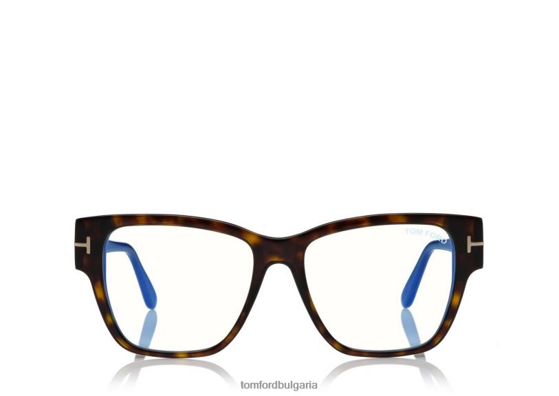 мъже очила оптика с квадратна форма на син блок тъмна Хавана TOM FORD B880D1958
