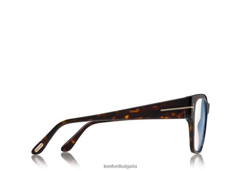 мъже очила оптика с квадратна форма на син блок тъмна Хавана TOM FORD B880D1958