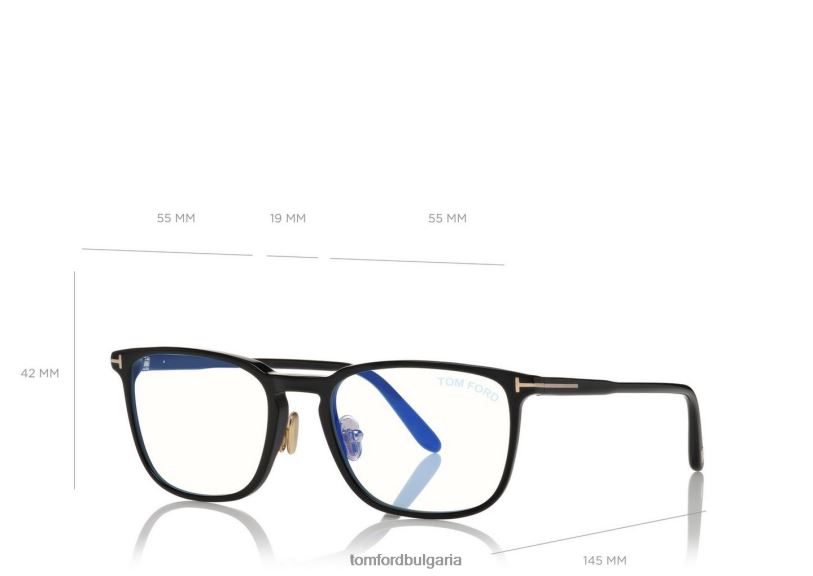 мъже очила класическа правоъгълна оптика със син блок черен TOM FORD B880D1960