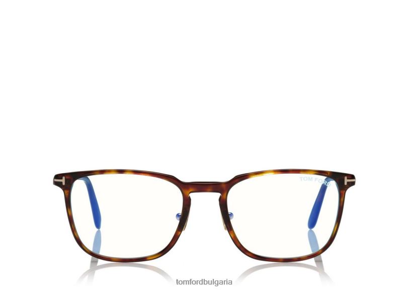 мъже очила класическа правоъгълна оптика със син блок тъмна Хавана TOM FORD B880D1961