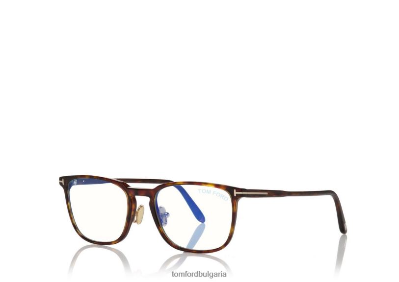 мъже очила класическа правоъгълна оптика със син блок тъмна Хавана TOM FORD B880D1961