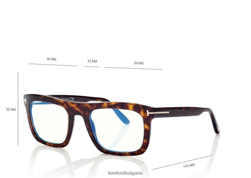 мъже очила син блок правоъгълна оптика тъмна Хавана TOM FORD B880D1966
