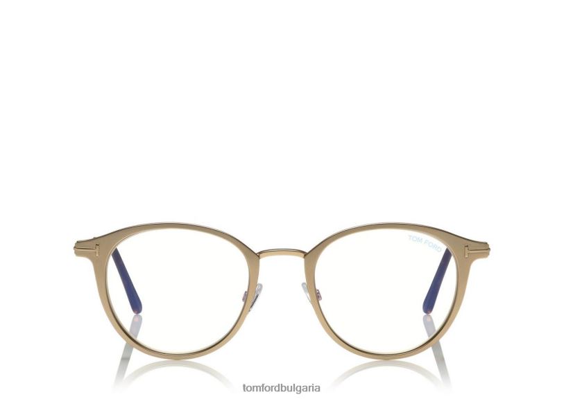 мъже очила синя блокова кръгла метална оптика розово злато TOM FORD B880D1972