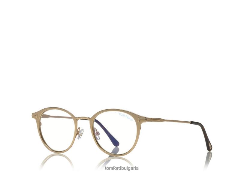 мъже очила синя блокова кръгла метална оптика розово злато TOM FORD B880D1972