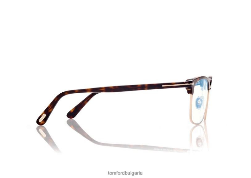 мъже очила оптика с квадратна форма на син блок тъмна Хавана TOM FORD B880D1978