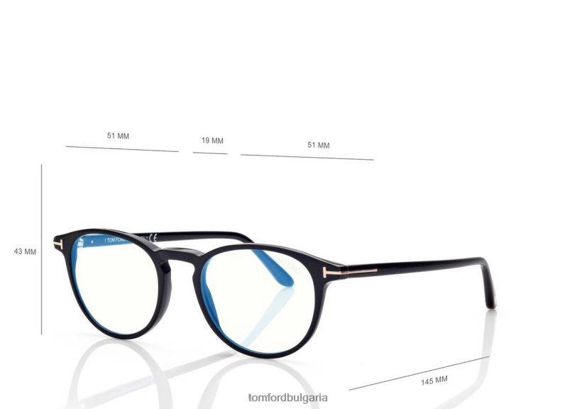 мъже очила синя блокова кръгла оптика черен TOM FORD B880D1980