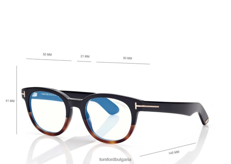 мъже очила синя блокова кръгла оптика черно + кафяво TOM FORD B880D1989