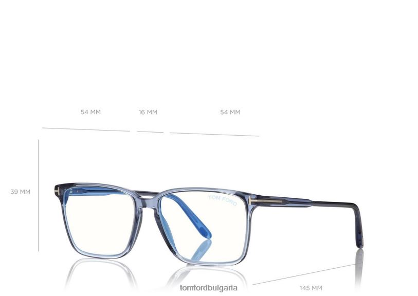 мъже очила оптика с мека квадратна форма на син блок мода TOM FORD B880D2002