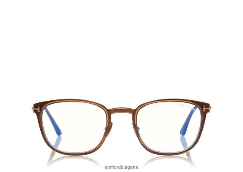 мъже очила тънка правоъгълна оптика със син блок злато TOM FORD B880D2004