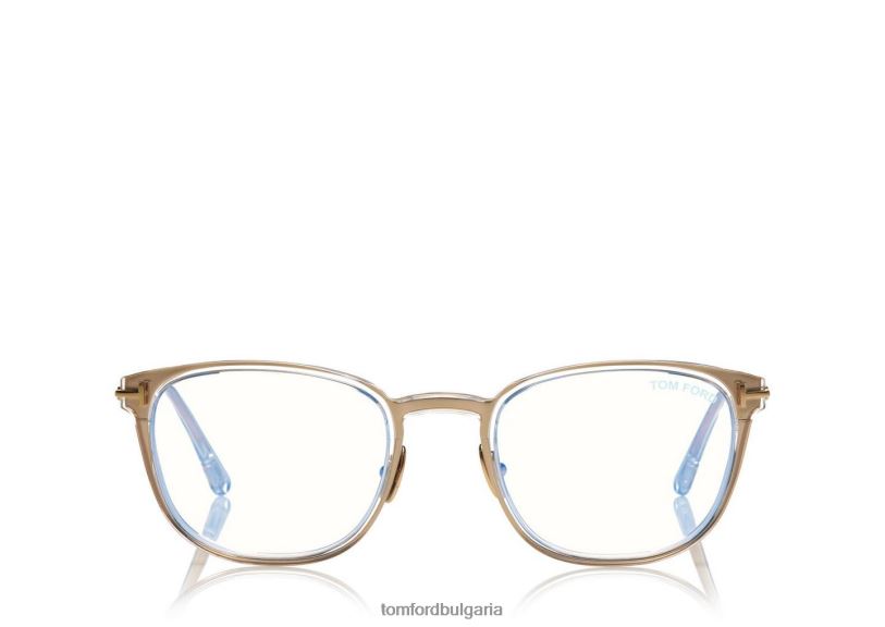 мъже очила тънка правоъгълна оптика със син блок злато TOM FORD B880D2005