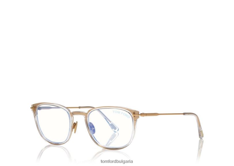 мъже очила тънка правоъгълна оптика със син блок злато TOM FORD B880D2005