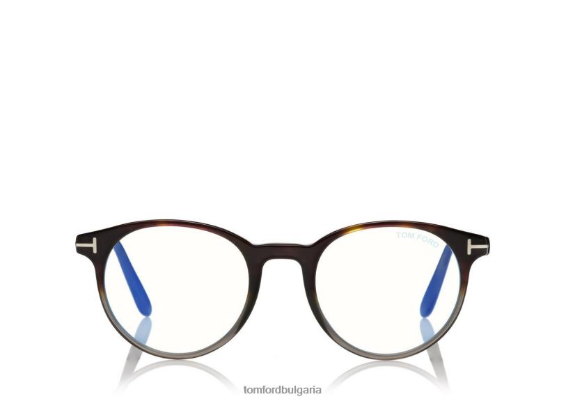 мъже очила оптика със син блок с кръгла форма раирана черна хавана TOM FORD B880D2013