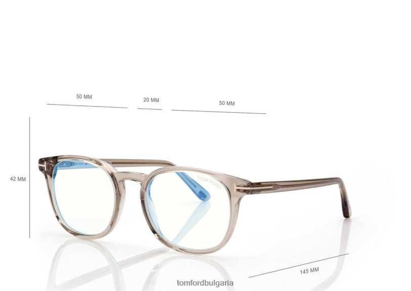 мъже очила синя блокова кръгла оптика блестящо бежово TOM FORD B880D2015