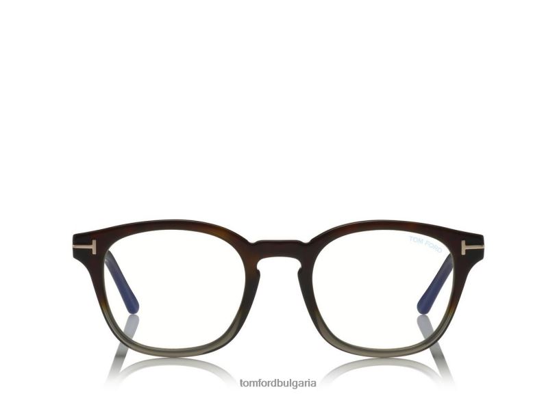 мъже очила мека кръгла оптика със син блок сива хавана TOM FORD B880D2021
