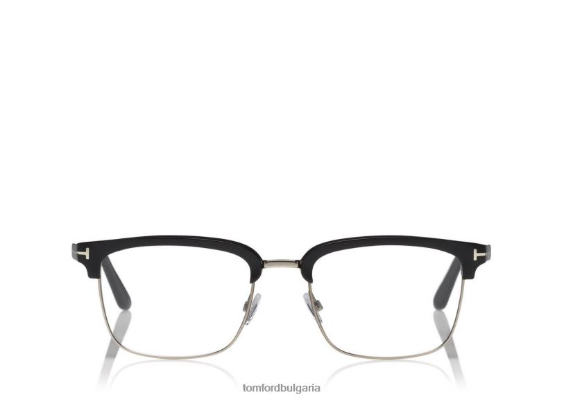 мъже очила оптична рамка с половин ръб черно + кафяво TOM FORD B880D2025