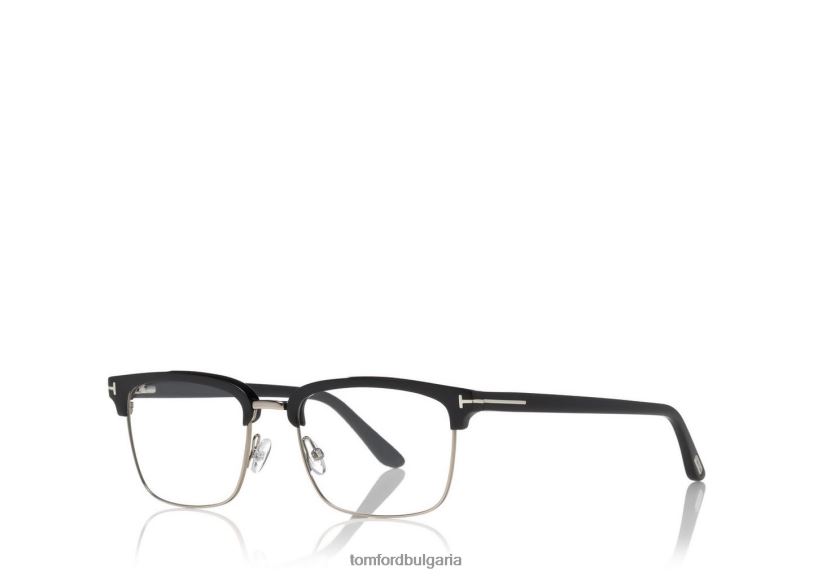 мъже очила оптична рамка с половин ръб черно + кафяво TOM FORD B880D2025