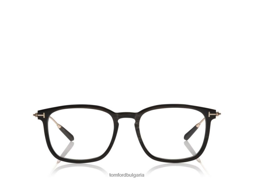 мъже очила ключ мост кръгъл хорн оптичен черен рог TOM FORD B880D2033