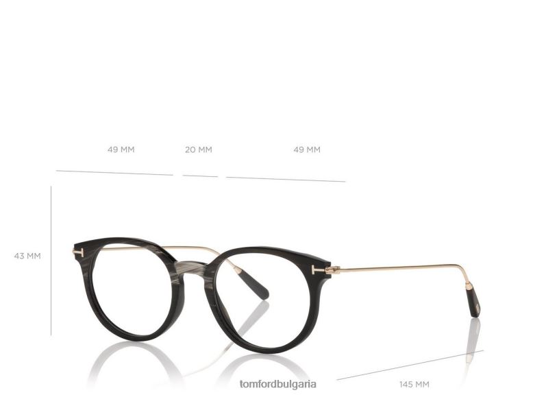 мъже очила ултра тънък рог и титаниева оптика черен рог TOM FORD B880D2047