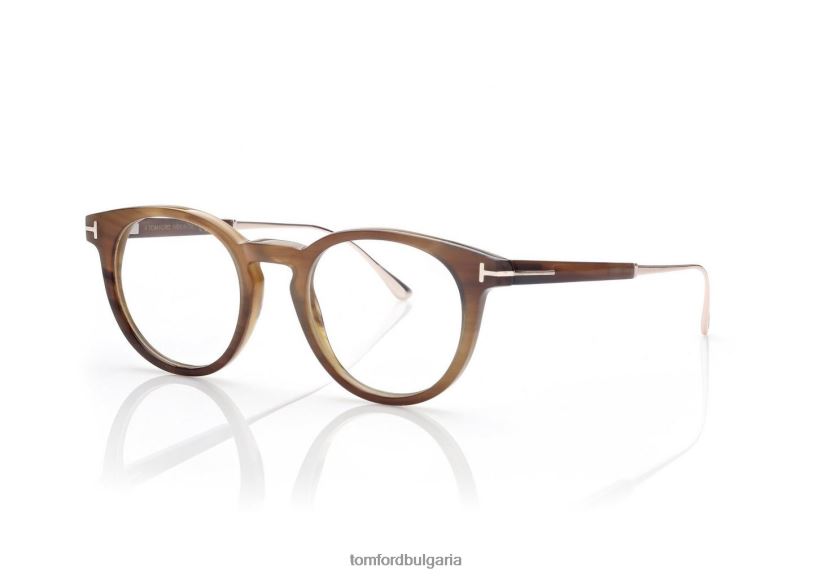 мъже очила кръгла рупорна и титаниева оптика зелен рог TOM FORD B880D2049