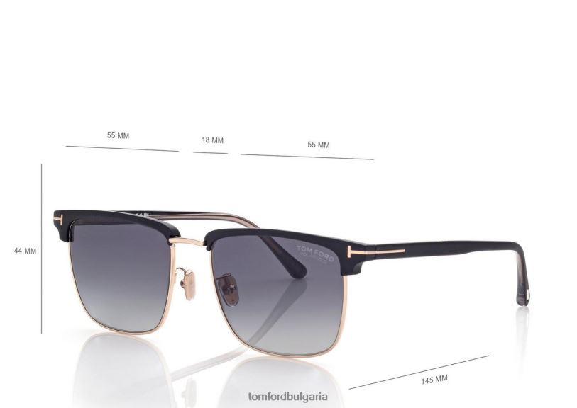 мъже очила поляризирани слънчеви очила Hudson черен TOM FORD B880D1803