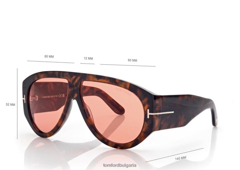 мъже очила бронзови слънчеви очила тъмна Хавана/бордо TOM FORD B880D1778