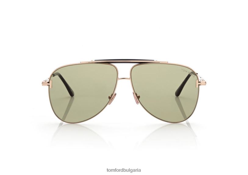 мъже очила слънчеви очила Брейди розово злато/зелено TOM FORD B880D1843