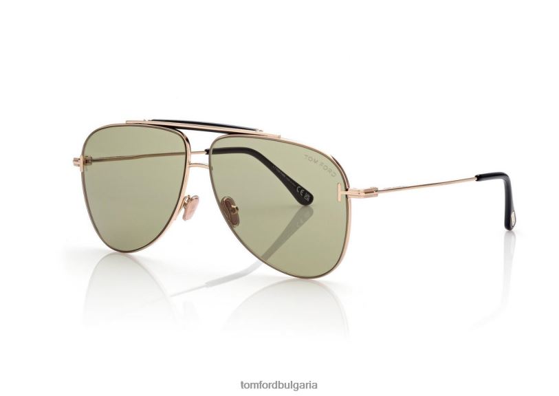 мъже очила слънчеви очила Брейди розово злато/зелено TOM FORD B880D1843