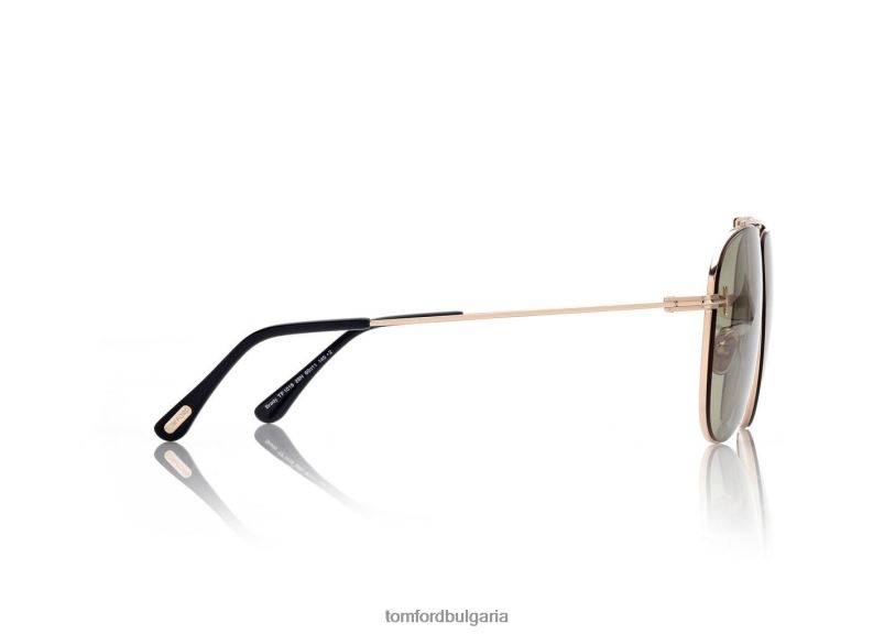мъже очила слънчеви очила Брейди розово злато/зелено TOM FORD B880D1843
