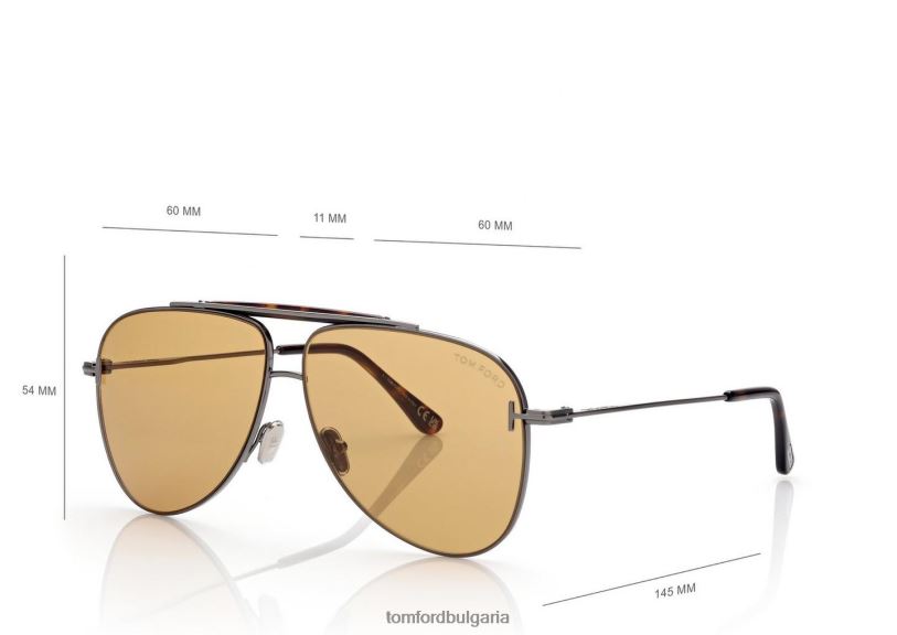 мъже очила слънчеви очила Брейди кафяво TOM FORD B880D1844