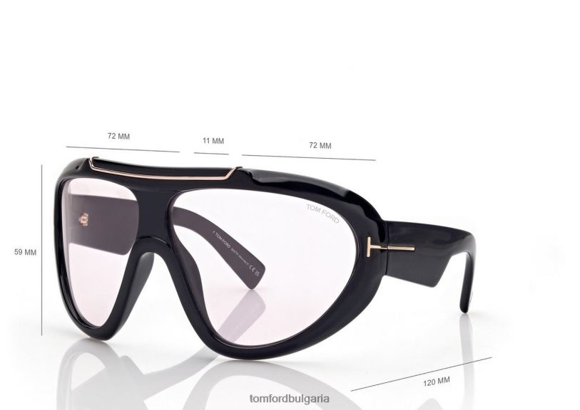 мъже очила фотохроматични слънчеви очила от липа блестящо черно + виолетово TOM FORD B880D1848
