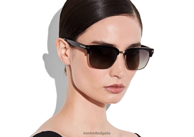 мъже очила ретро ретро квадратни слънчеви очила черен TOM FORD B880D1871