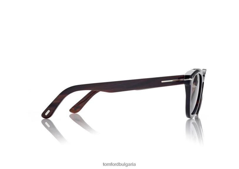 мъже очила меки кръгли рогови слънчеви очила кафяво/градиентно кафяво TOM FORD B880D1900