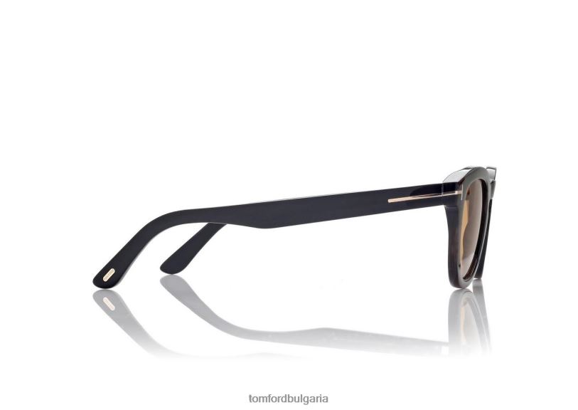 мъже очила меки кръгли рогови слънчеви очила черен рог TOM FORD B880D1901