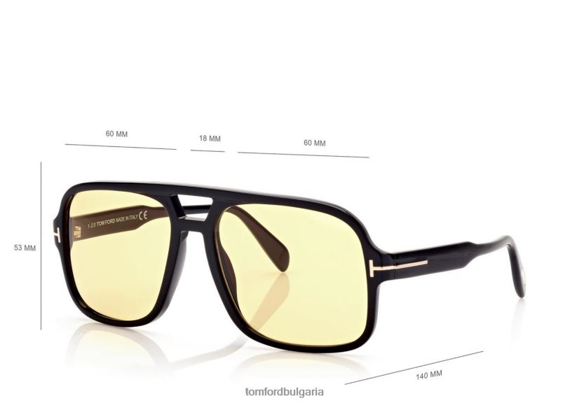 мъже очила соколарски слънчеви очила лъскаво черно/кафяво TOM FORD B880D1922