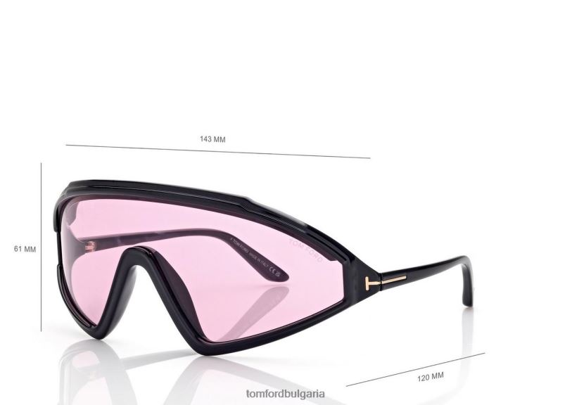 мъже очила слънчеви очила lorna блестящо черно + виолетово TOM FORD B880D1868