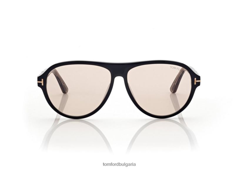 мъже очила слънчеви очила quincy лъскаво черно/кафяво TOM FORD B880D1810